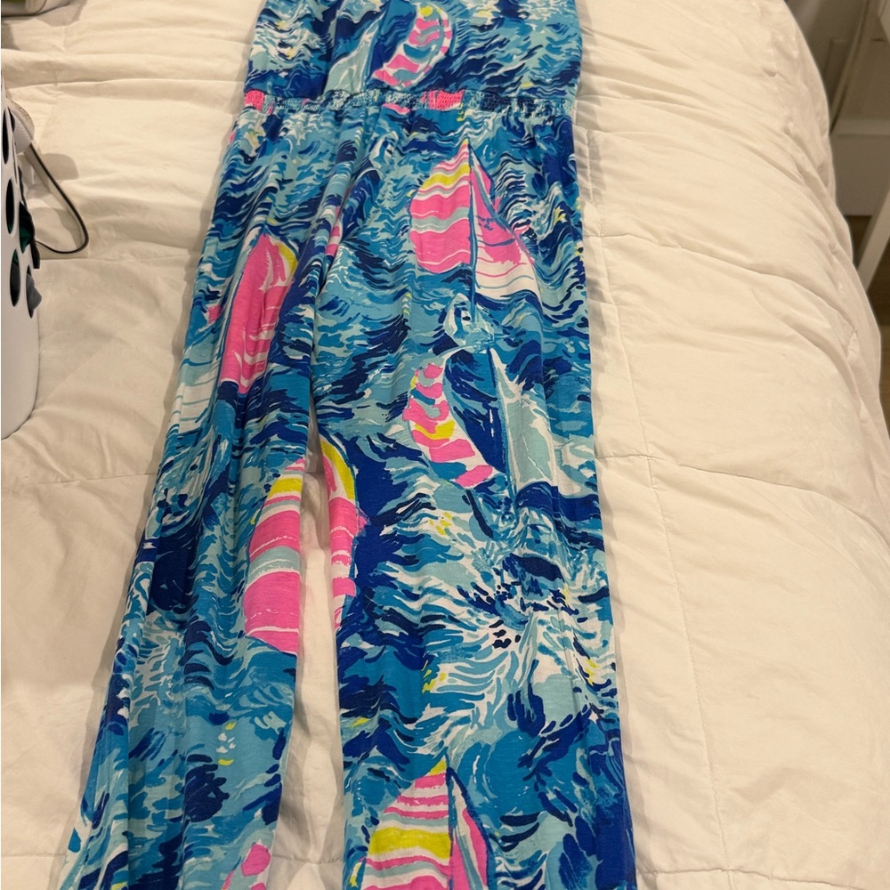 Lilly Pulitzer Blue and Pink Sailboat Jumpsuit